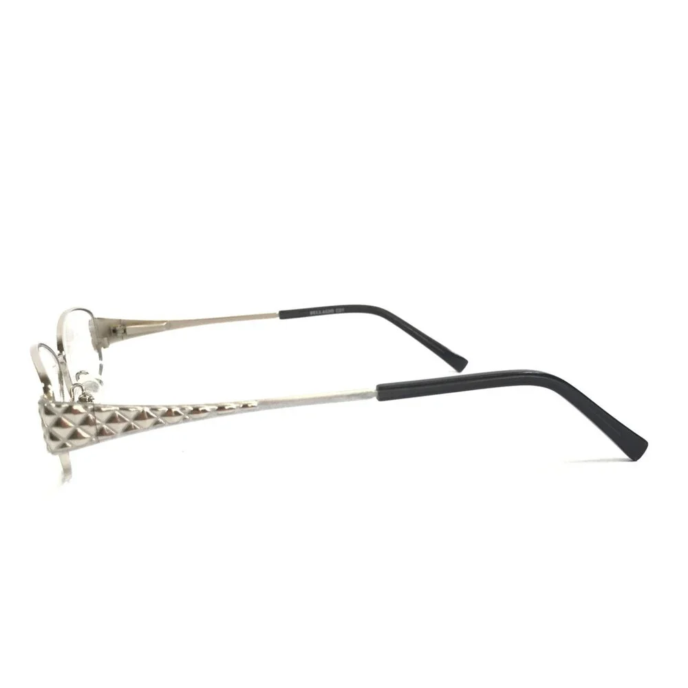 Bellagio Petite Eyeglasses Frames B718 C01 Shiny Silver Oval Wire Rim 53-15-135